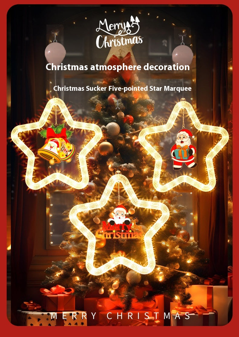 Battery-Powered LED Christmas Star Window Light