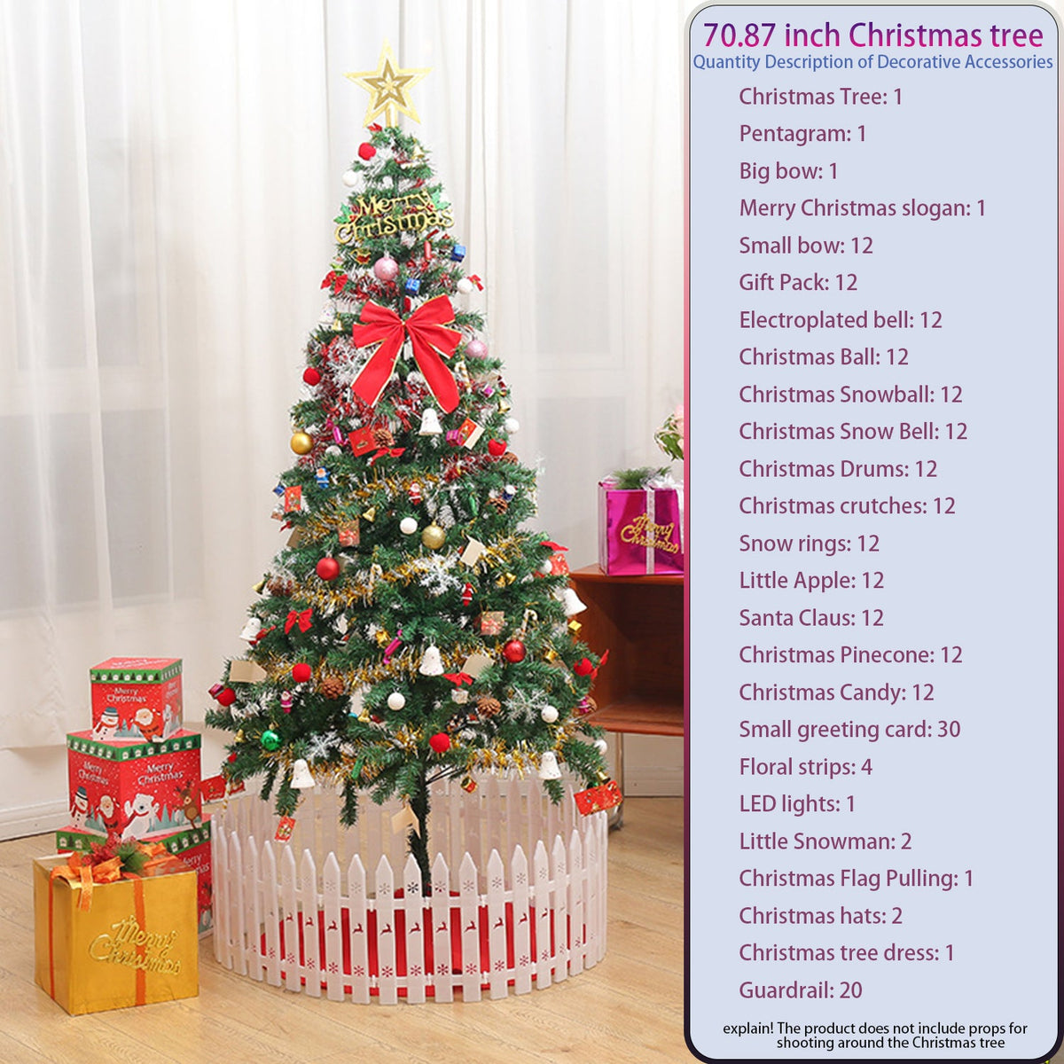 6ft Artificial Christmas Tree with LED Lights - 34.65" Wide