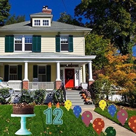 Birthday Boy Candle Numbers, Cake, Balloons Yard Cards Pathway Markers 31 pcs