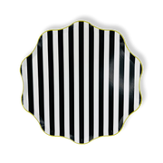Black & White Striped Paper Party Plate (12pcs)
