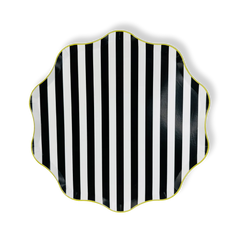 Black & White Striped Paper Party Plate (12pcs)