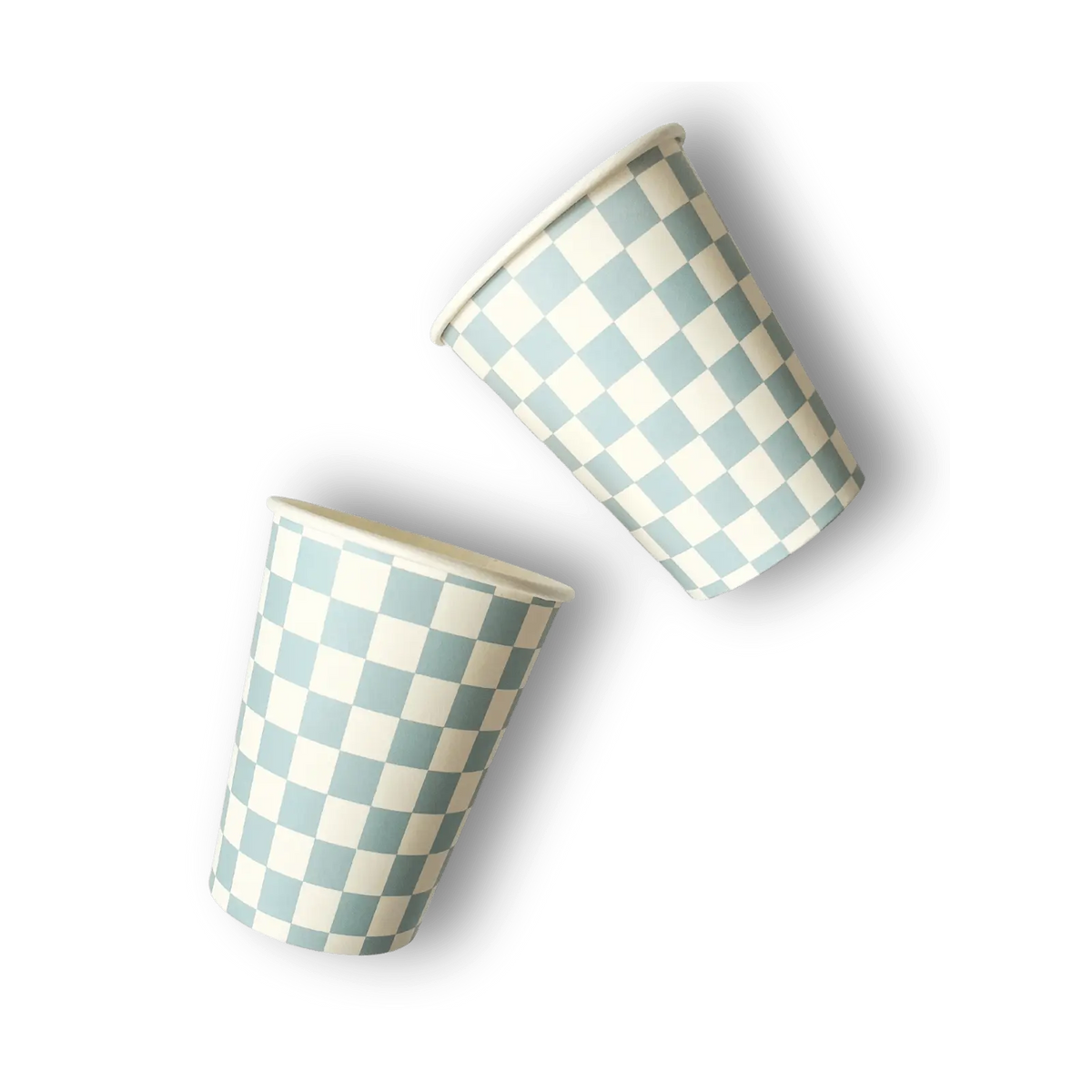 Blue Checkered Cups (Set of 8)