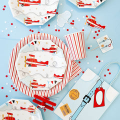 Airplane Small Plates 7" (Set of 8) – Boys Aviation Birthday Party Supplies