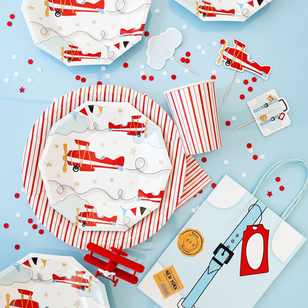 Airplane Birthday Party Supplies Kit – Boys Aviation Party | Plates, Cups, Napkins | Party in a Box