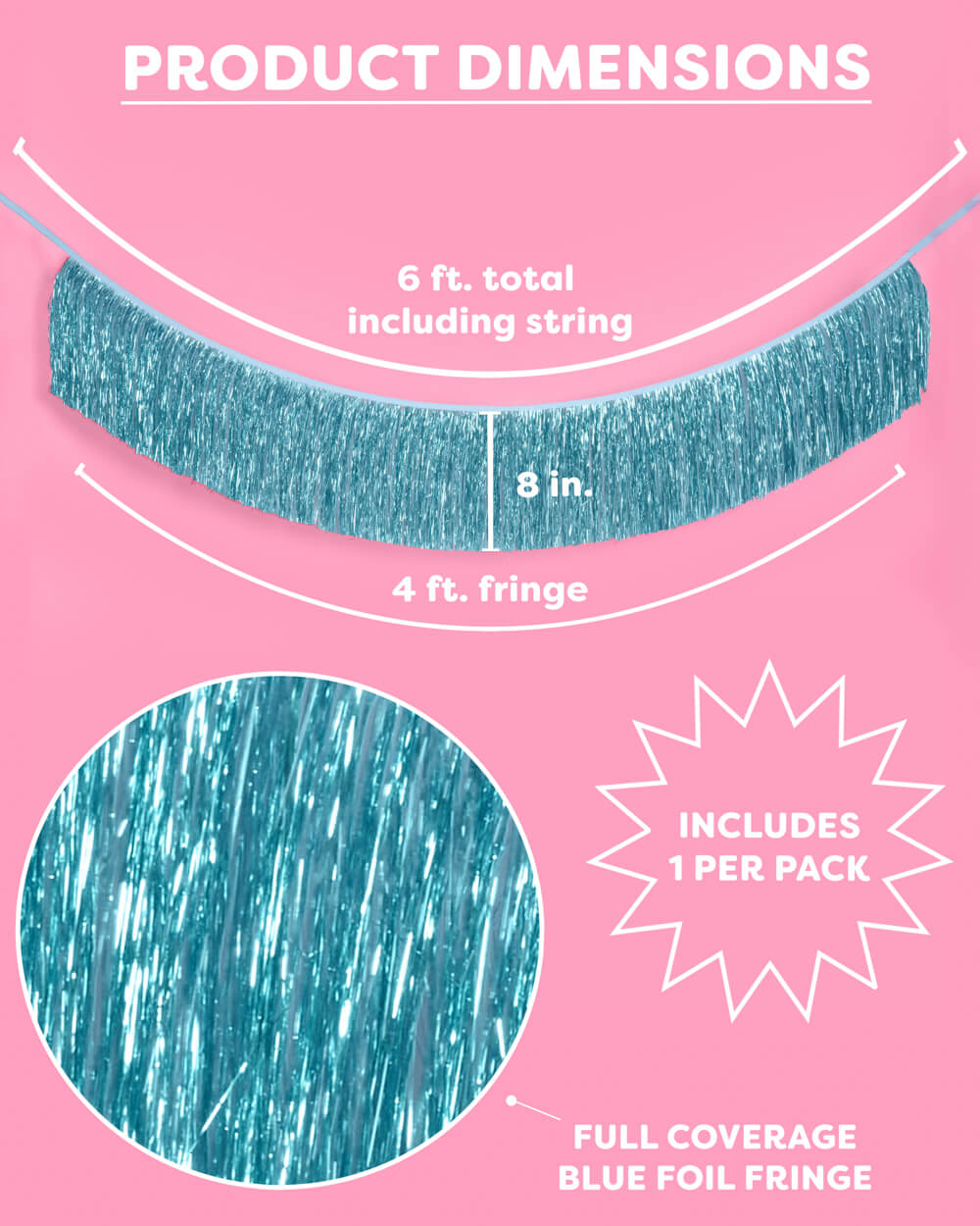 Aquamarine Fringe - blue foil banner