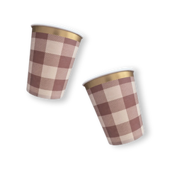 Brown Gingham Fall Plaid Disposable Cups
