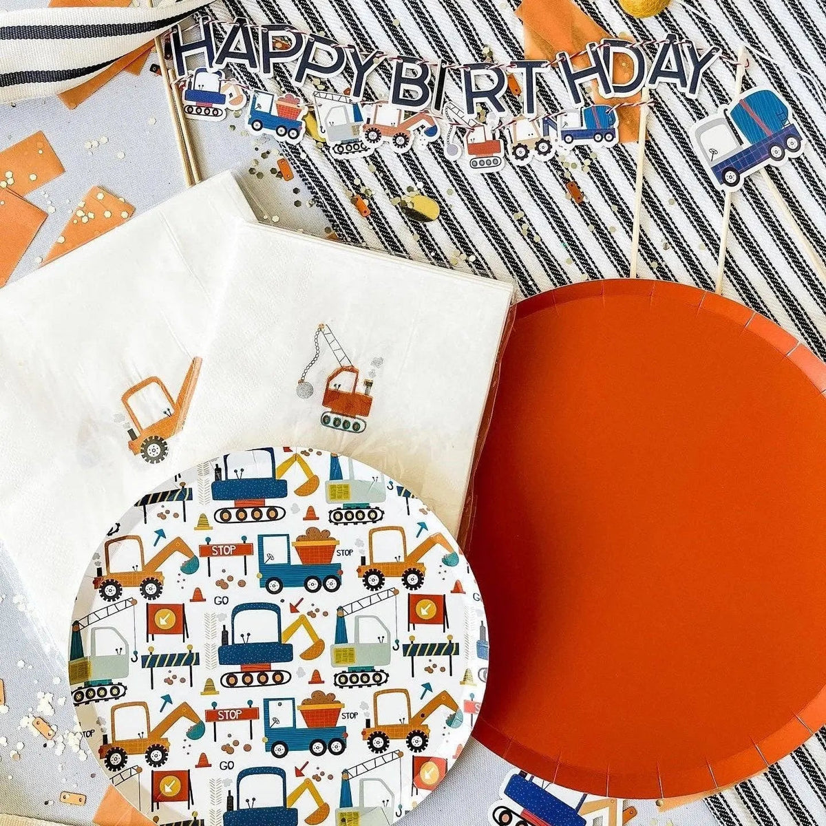 Construction Builder Birthday Cupcake Toppers (8pcs)