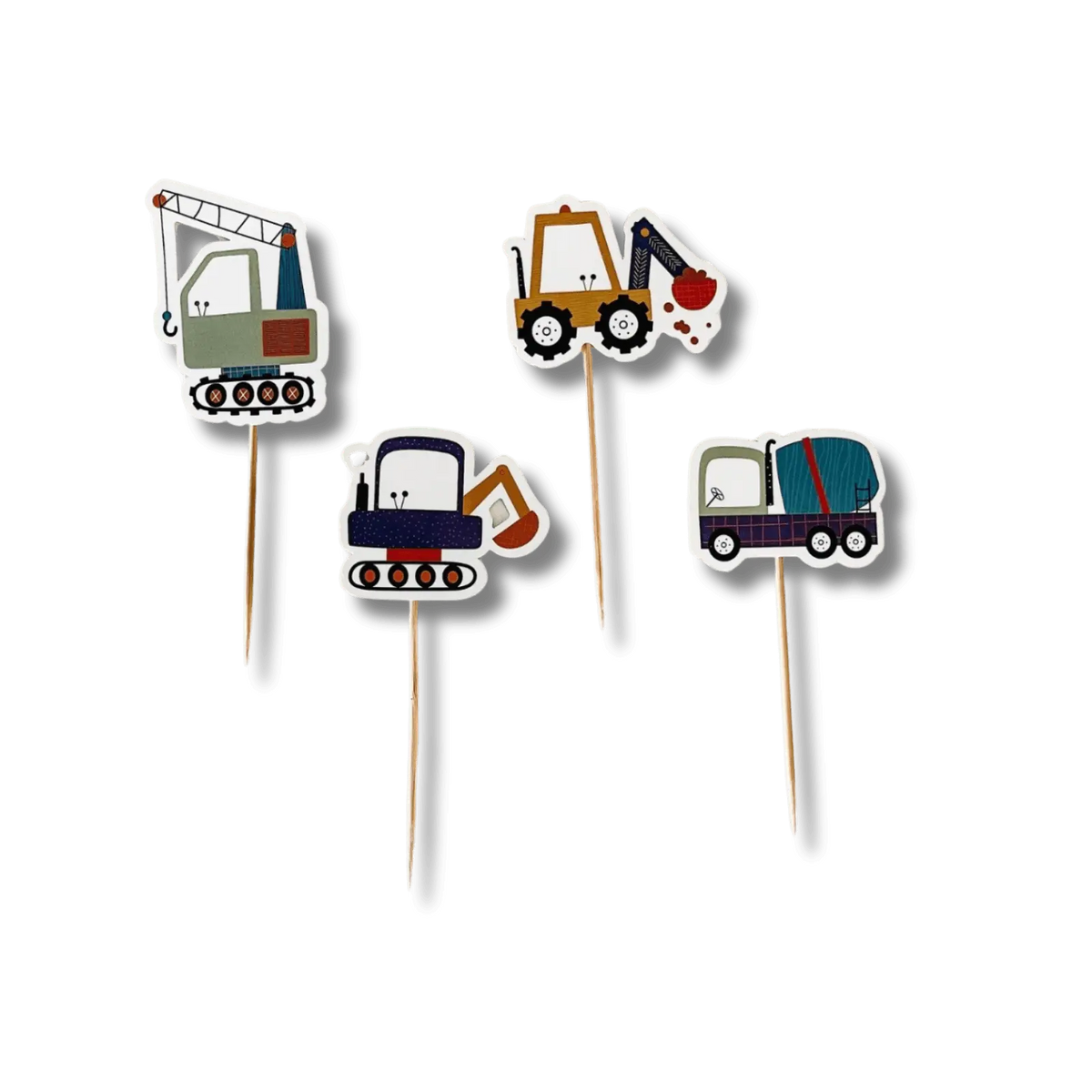 Construction Builder Birthday Cupcake Toppers (8pcs)