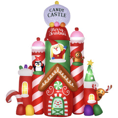 10ft Christmas Inflatables Candy Castle with LED Lights - Multicolor