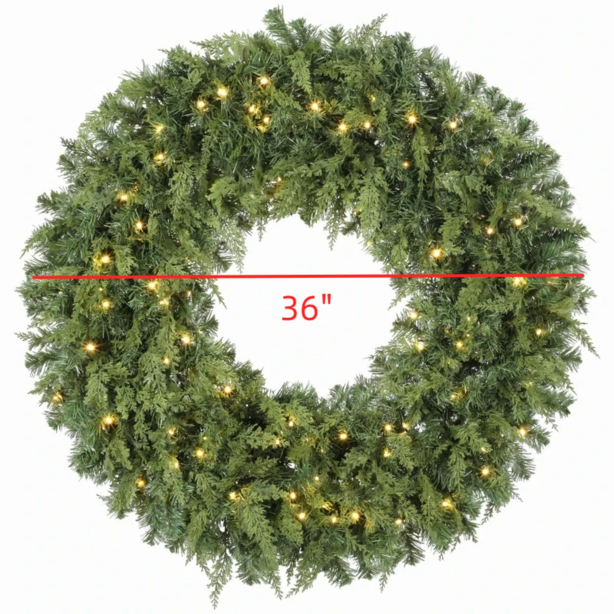 36-Inch Pre-Lit Crestwood Spruce Artificial Christmas Wreath with LED Lights - Green