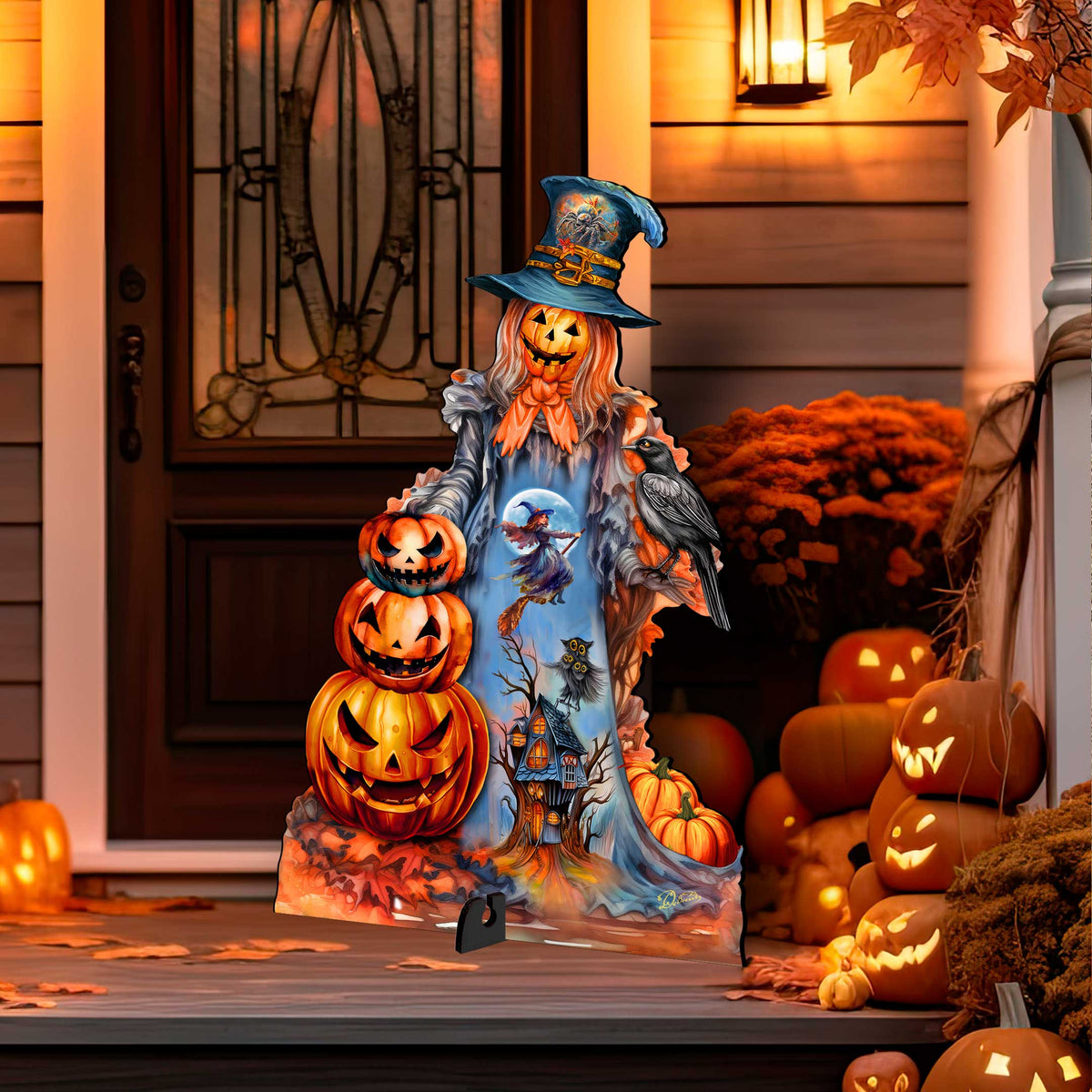 Halloween Pumpkin Scarecrow Freestanding Decor - Halloween Garden Decor by G. Debrekht - Halloween Decor