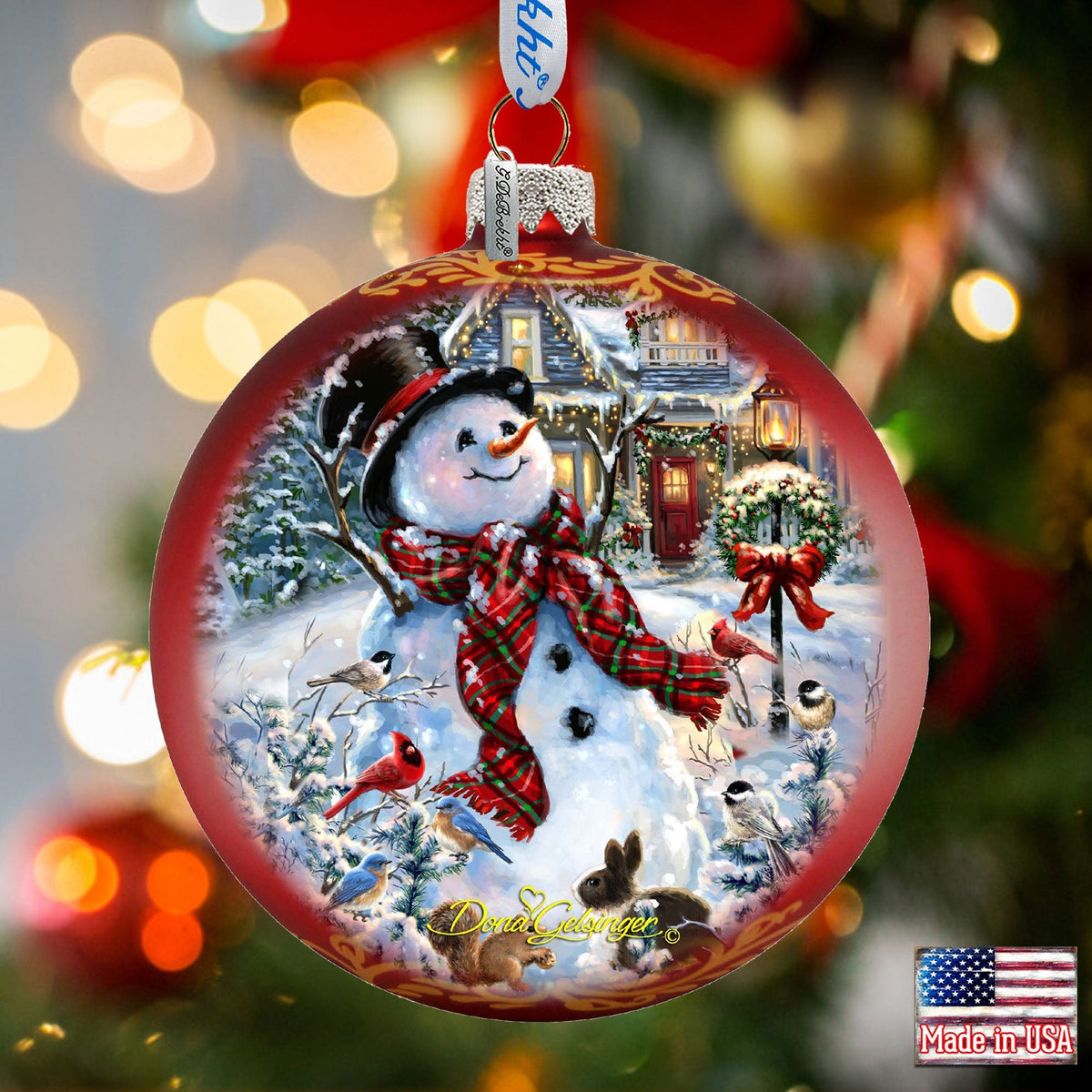 An Old-Fashioned Christmas Glass Ornament Limited Edition by D. Gelsinger - Christmas Santa Snowman Decor - 73893-1563