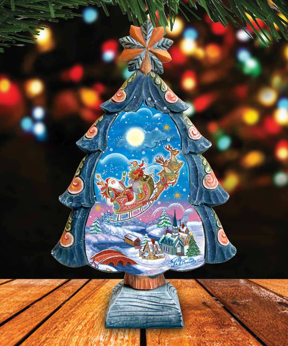 Up-Up and Away Christmas Tree Handcrafted Christmas Figurine - G. DeBrekht - Christmas Santa Snowman Decor