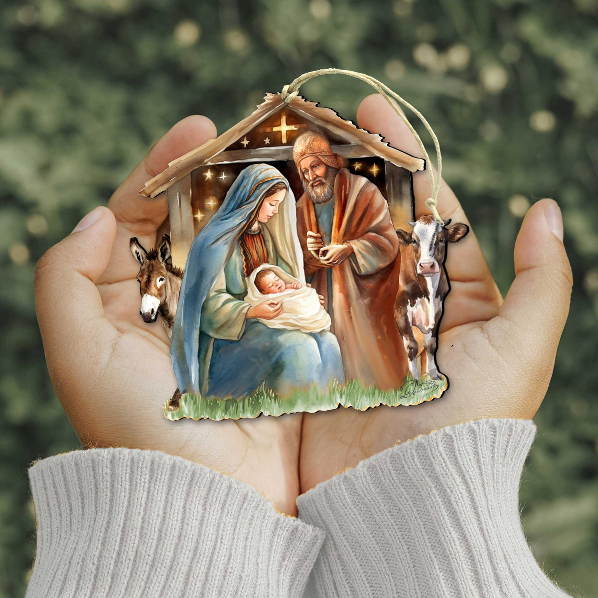 Born Under Bright Star Nativity Wooden Ornaments by G. DeBrekht Nativity Holiday Decor - 8611082