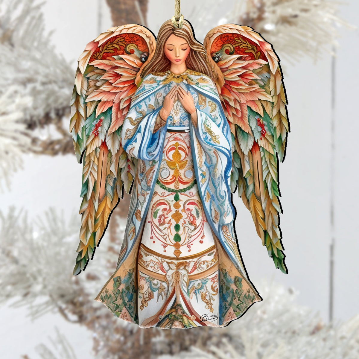 Elegant Angel of Hope Wooden Ornaments by G. DeBrekht Nativity Holiday Decor - 8611073