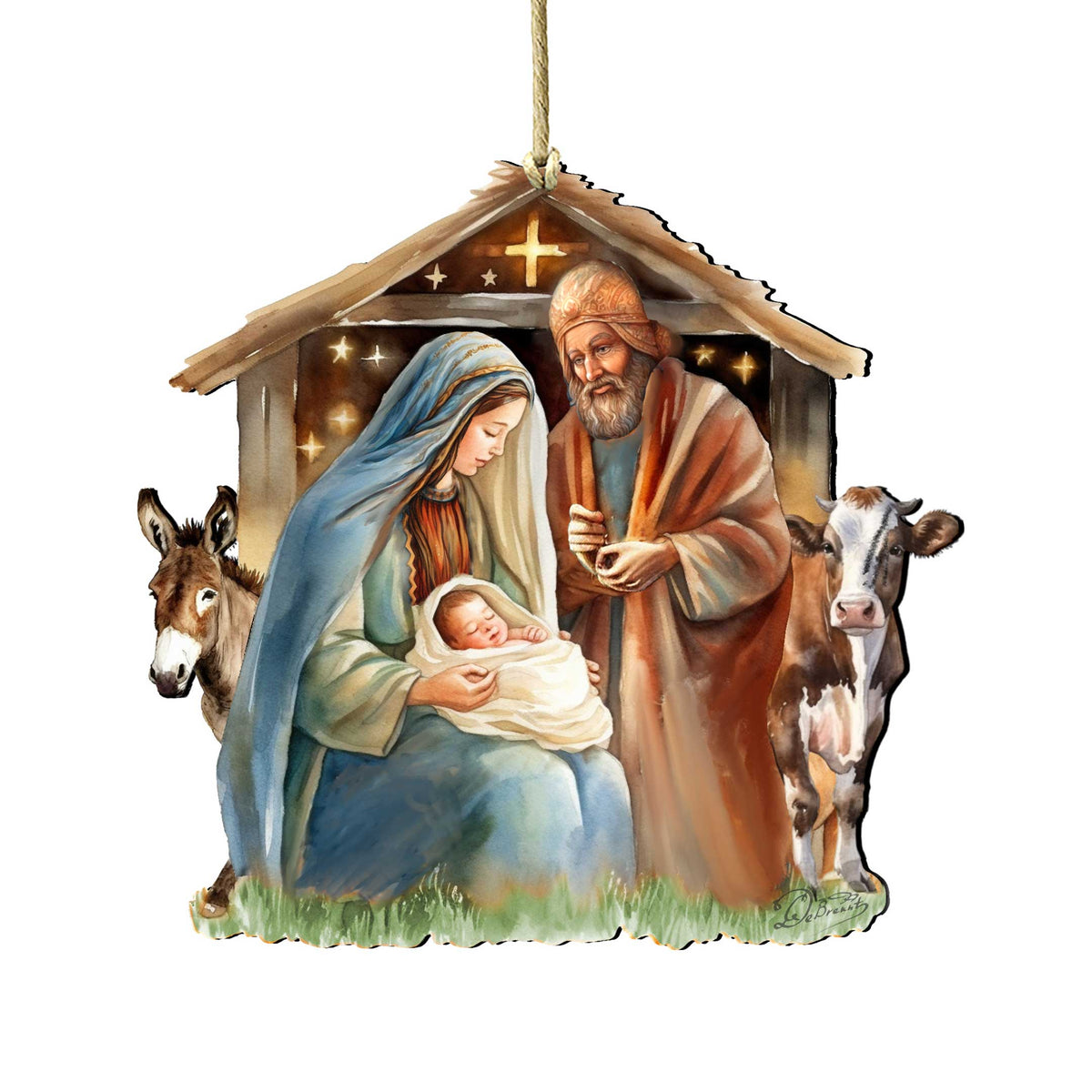 Born Under Bright Star Nativity Wooden Ornaments by G. DeBrekht Nativity Holiday Decor - 8611082
