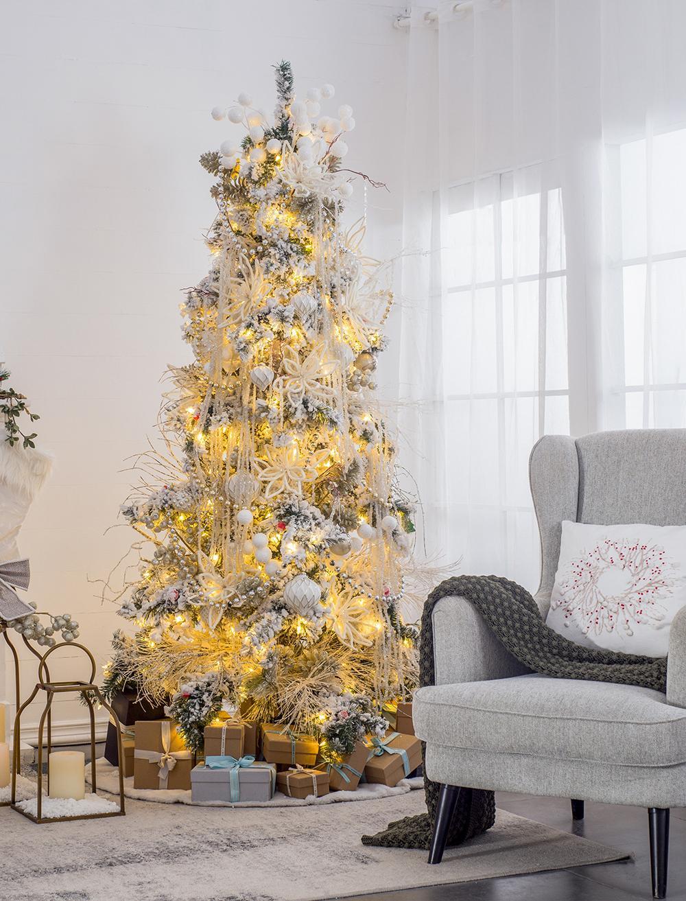 White Glass Christmas Ball Ornaments with Elegant Hanging Design - Set of 6