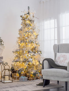 Glass Decorative Hanging Ball Christmas Tree Ornaments - White (Set of 12)