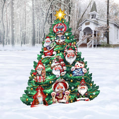 Santa-Themed Christmas Tree Outdoor Indoor Decor Wooden Christmas Decoration by Jamie Mills-Price Christmas Decor - 8191509F