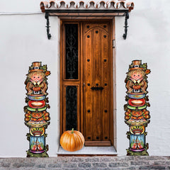 Turkey and Friends Set of 2 Walkway Greeters Outdoor by Jamie Mills-Price - Thanksgiving Halloween Decor - 8457805F-S2