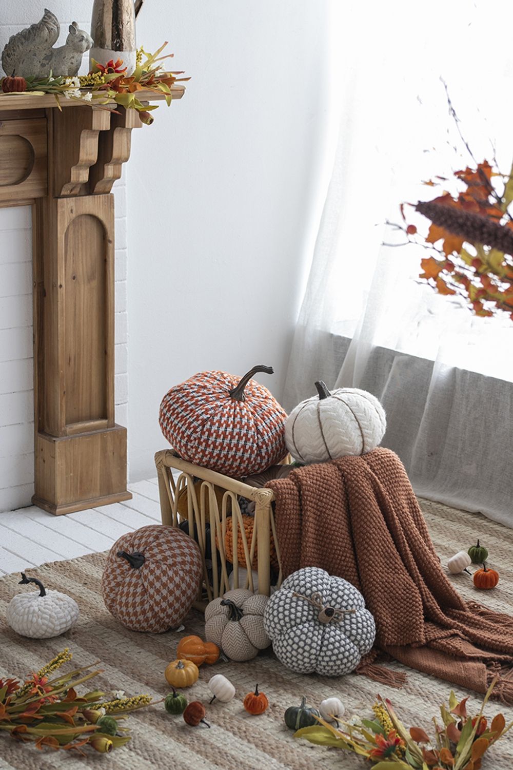 Knite Pumpkin Ornament Decor for Holiday Harvest – Gray or Dark Gray