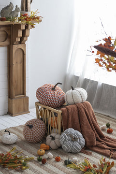 Knite Pumpkin Ornament Decor for Holiday Harvest – Gray or Dark Gray