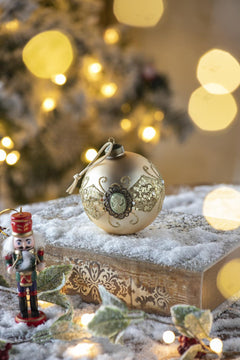 Decorative Glass Christmas Ball Ornaments Set with Hanging String – Gold or Red