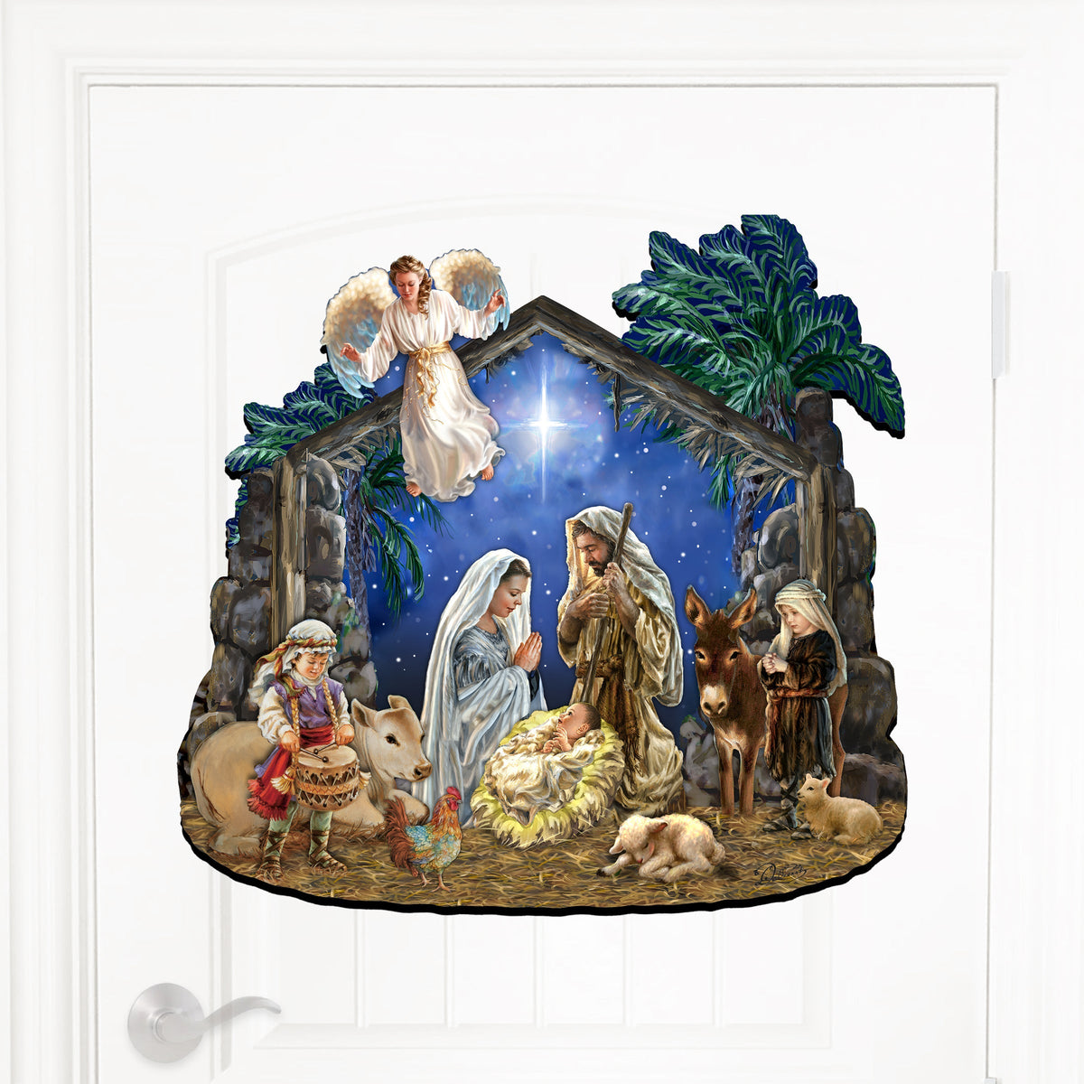 Nativity with Angel Holiday Door Decor by D. Gelsinger - Nativity Holiday Decor - 8652760H