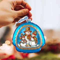 Snowman Family Rainbow Glass Ornament by G. Debrekht - Christmas Santa Snowman Decor - 756-020