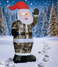 Camouflage Santa Claus Inflatable Christmas Decoration with LED Lights - Outdoor