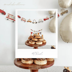 Car Cake Banner – Mini Car & Pennant Garland Topper