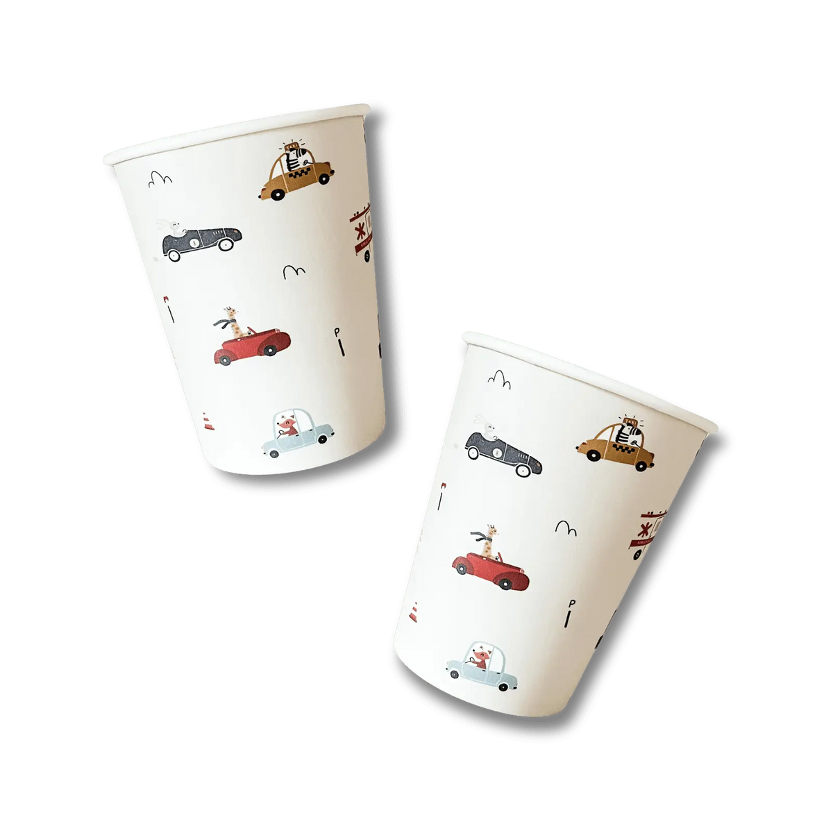Car Birthday Party Patterned Cups (12pcs)