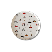 Car Patterned Birthday Dessert Plates – 7" Beige Plates (12pcs)