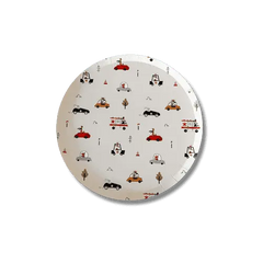 Car Patterned Birthday Dessert Plates – 7" Beige Plates (12pcs)