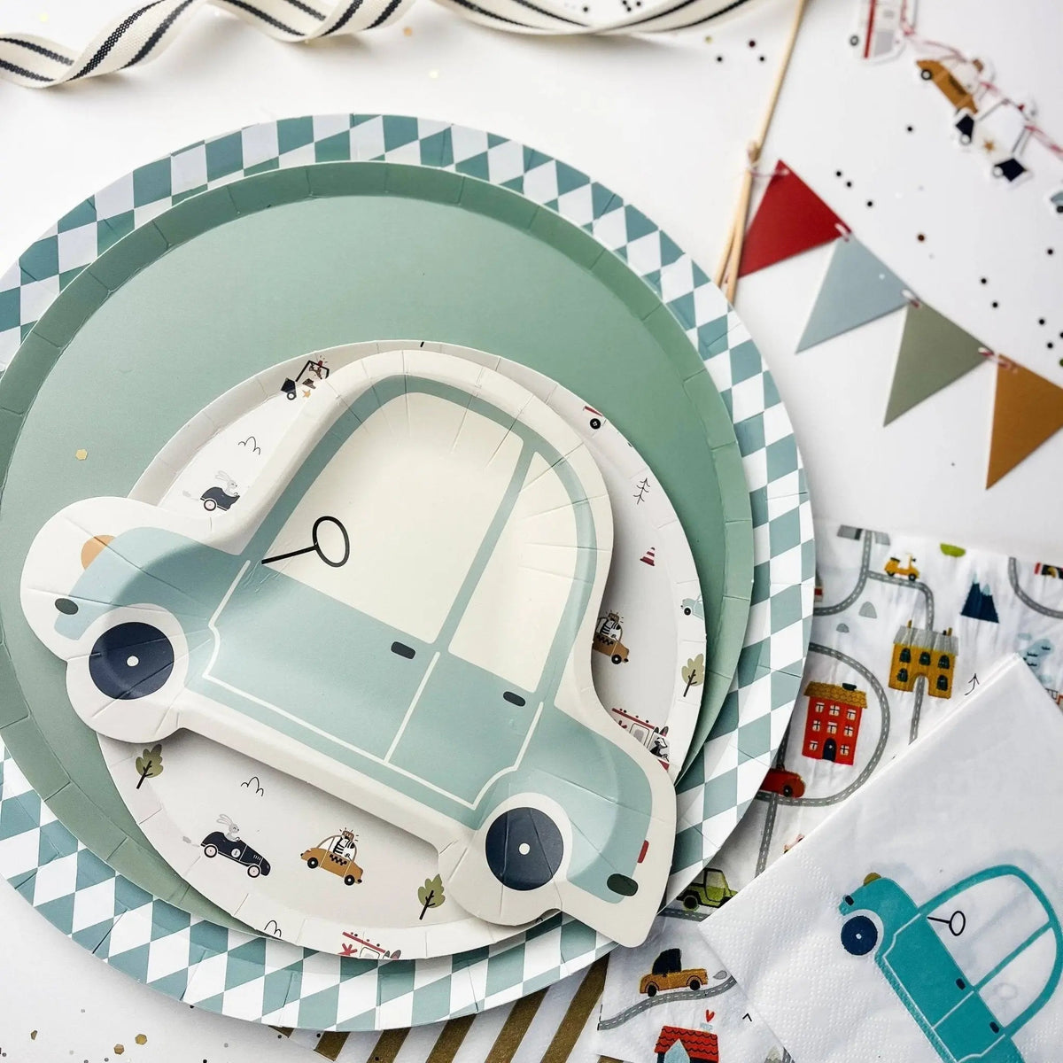 Baby Blue Car Shaped Party Plates (12pcs)