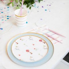 Carnival Dessert Paper Plates – 7-Inch, Gold Accents (8pcs)