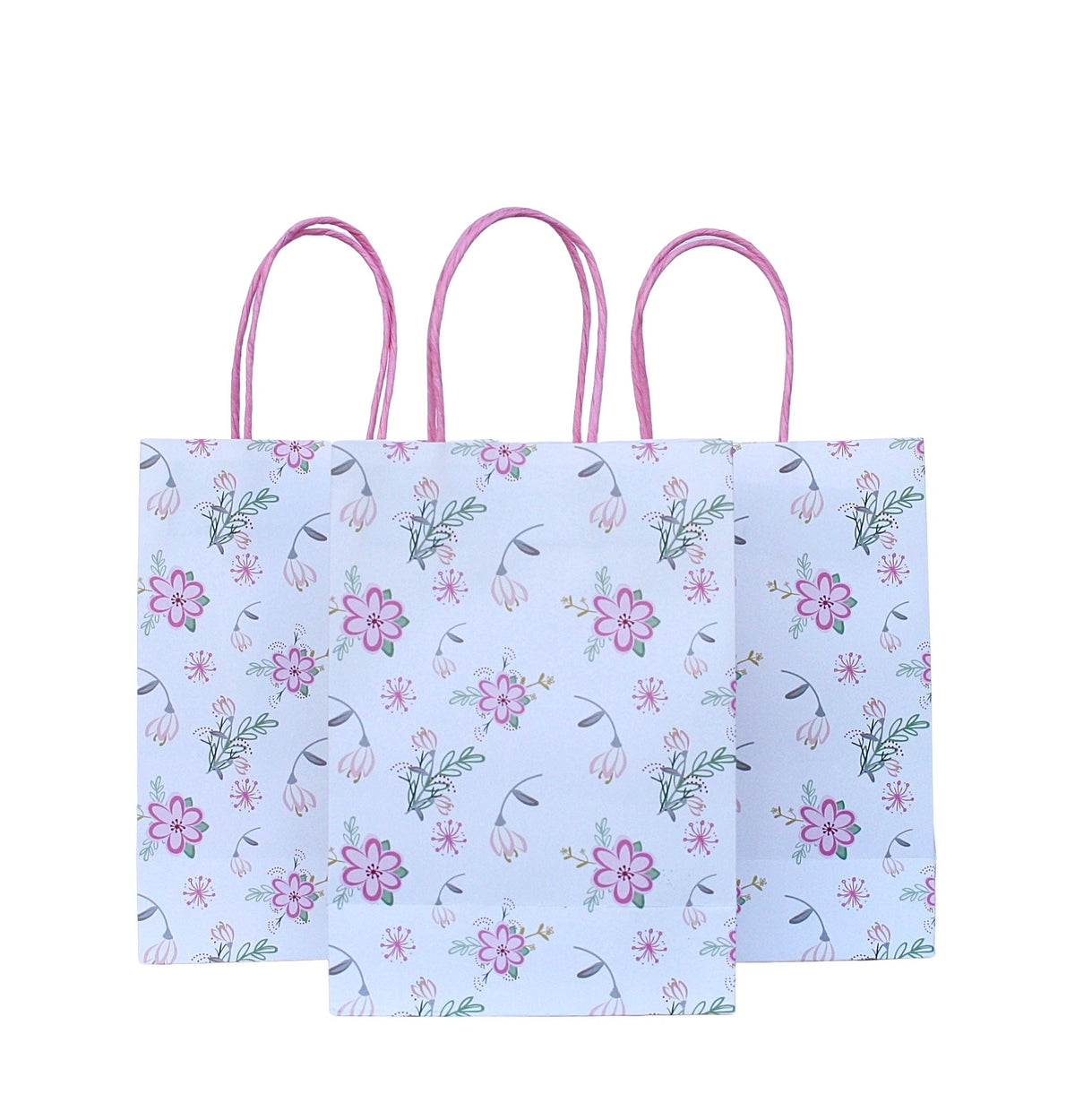 Pink Floral Party Bags (Set of 8)