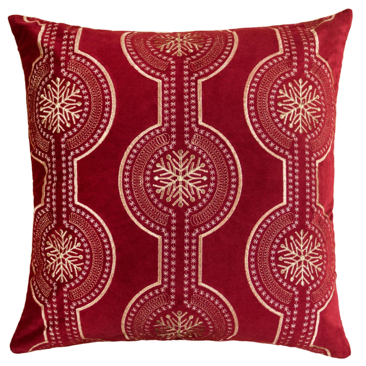Holiday Throw Pillow with Snowflake Embroidery - 20x20 Inch