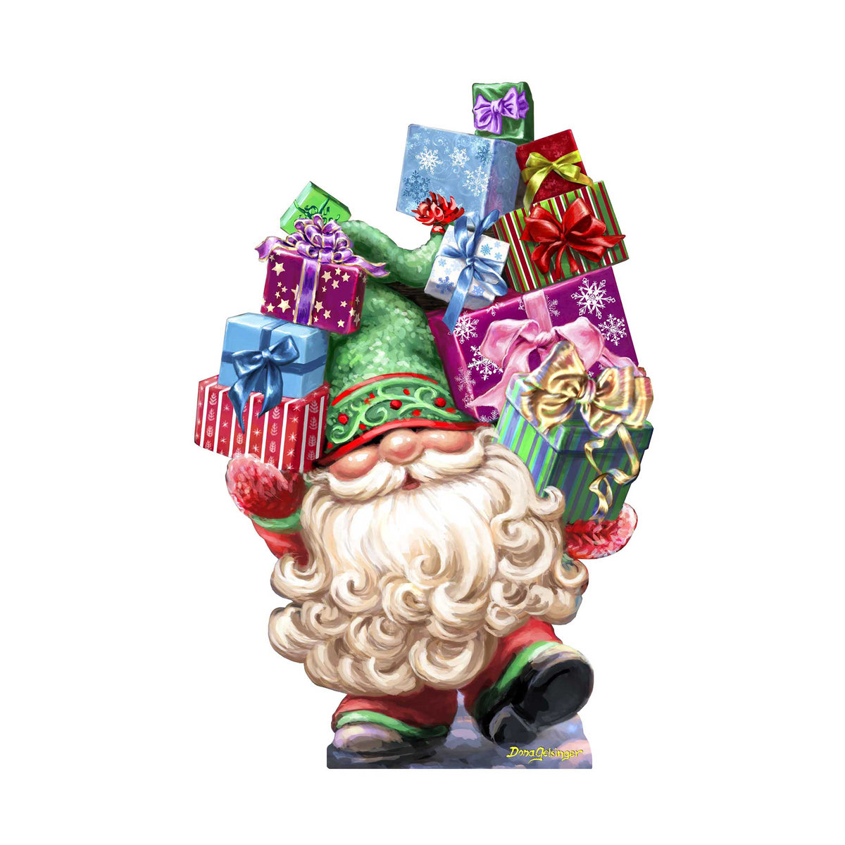 Gift Bag Gnome Wreath Easter Home Decor Large Ornament by D. Gelsinger - Christmas Decor - 8461054H-DG