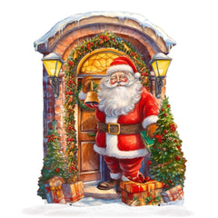 Knocking the Door Santa Outdoor Decor by G. Debrekht - Christmas Santa Snowman Decor - 8611044F
