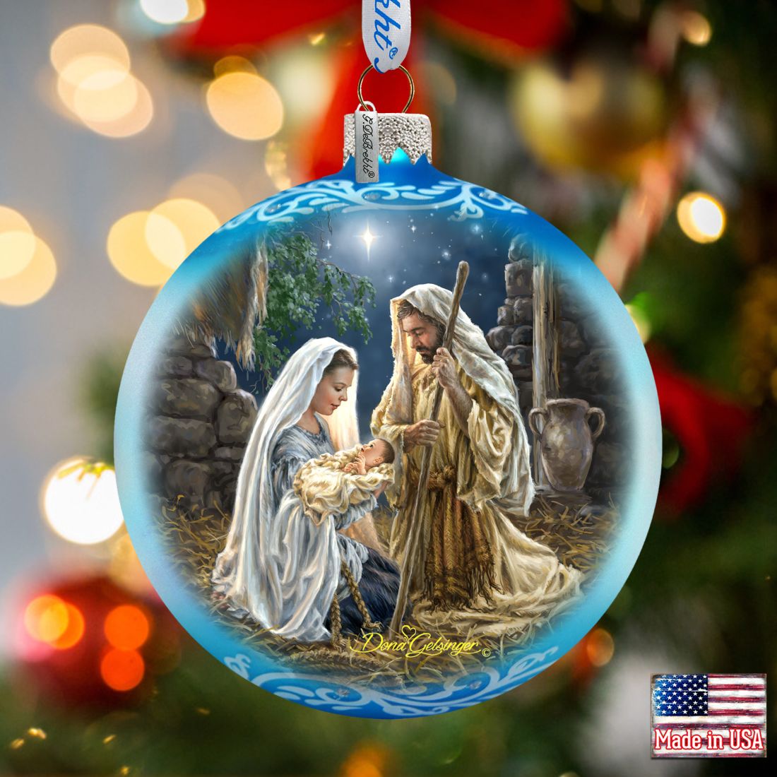 Glory to God Glass Ornament - Nativity Holiday Decor