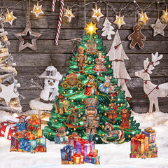 Nutcracker-Themed Christmas Tree Set Outdoor Indoor Décor Wooden Christmas Decoration by G. Debrekht Christmas Décor - 8191501F-G
