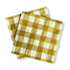 Chartreuse Plaid Large Disposable Paper Napkins (Set of 16)