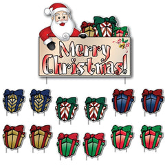 Merry Christmas! Santa and Presents Christmas Lawn Decoration 13 pcs