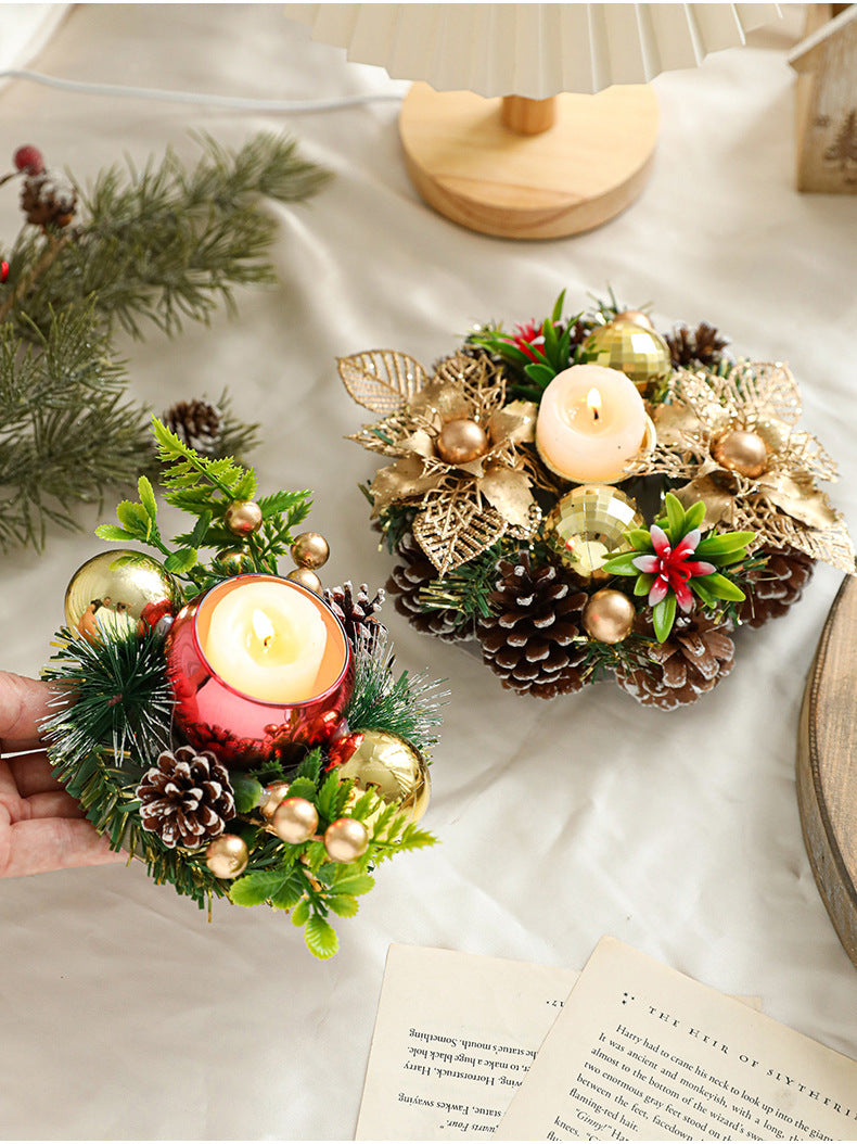 Pinecone & Berry Christmas Candle Holder