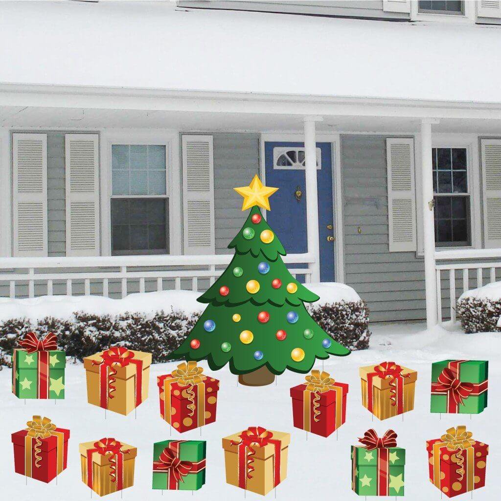 Christmas Tree with Presents Christmas Yard Card