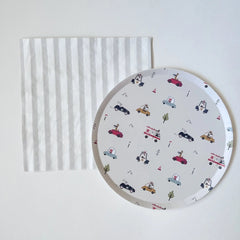 Classic Stripe Light Gray Large Disposable Paper Napkins (16pcs)