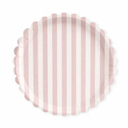 Classic Striped Pink Scalloped Dinner Plate, 12pcs