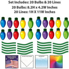 Colorful Christmas Light Bulb Magnetic Decorations - 20pc Set