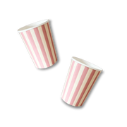 Cream & Pink Striped Cups